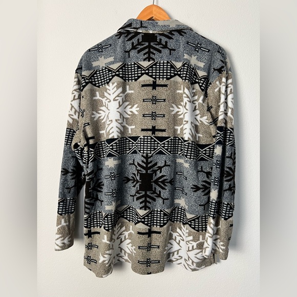 Retro Southwest Snowflake Fleece Half Zip Pullover Western Boho Size Large - Picture 4 of 5